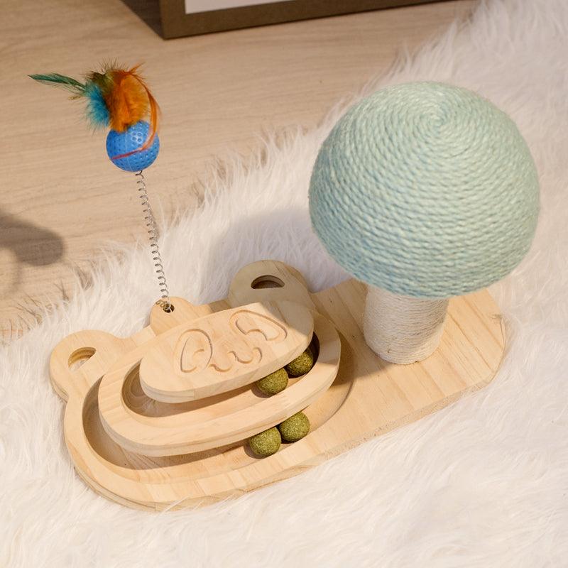 Interactive Wooden Cat Scratcher Maze Ball Toy