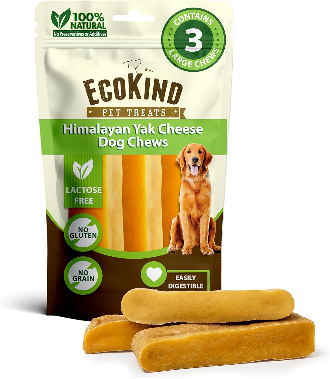 Long-Lasting Gold Yak Chews for Large Dogs